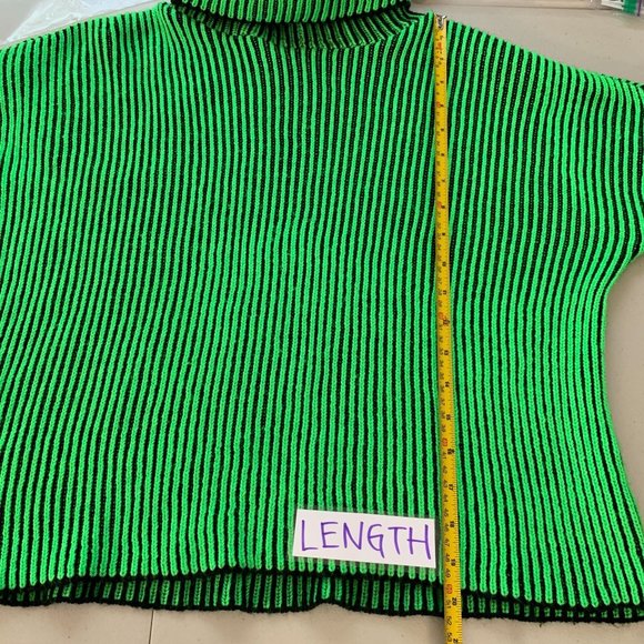 NWOT Neon Green Ribbed Turtleneck Sweater - Picture 5 of 9